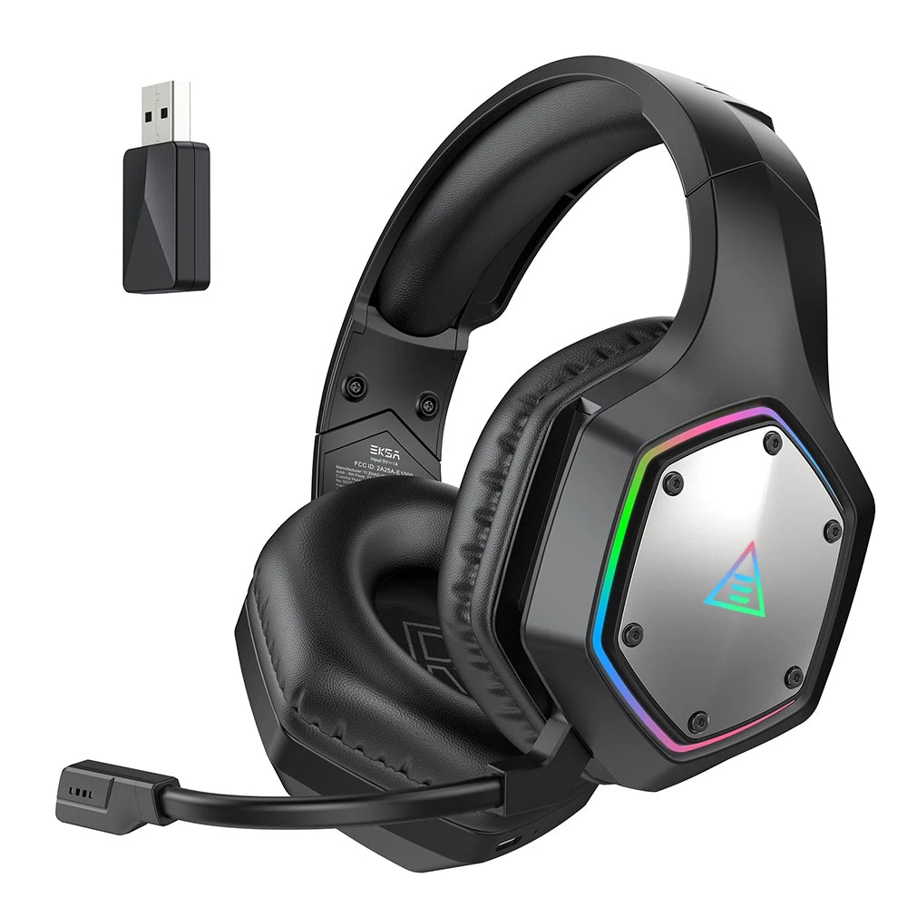 Hochwertiges Kabellose 2,4 GHz Kopfhörer E1000 WT: Surround Gaming Headset mit Mikrofon für PC/PS4/PS5/Xbox – Geringe Latenz
