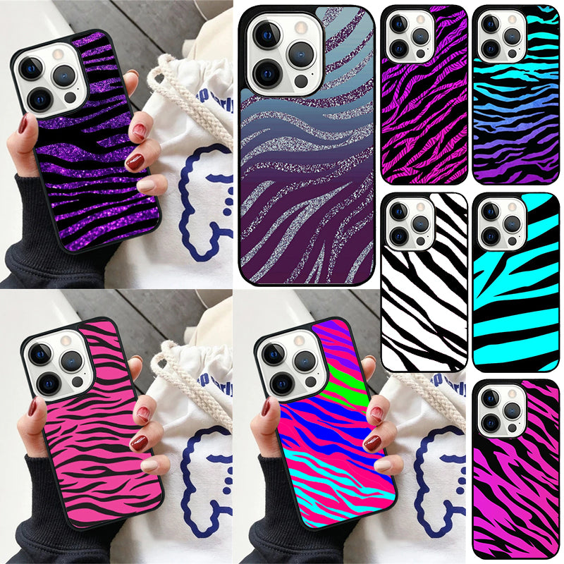 Premium Zebra-Muster Glitzer iPhone-Hülle | MagSafe-Case mit Rundumschutz & Kameralinsenschutz für iPhone 16/15/14/13/12 Pro Max, Plus, Mini Cover | Panzertasche & Stoßstangenabdeckung Handyhülle | Hochwertige Schutzhülle