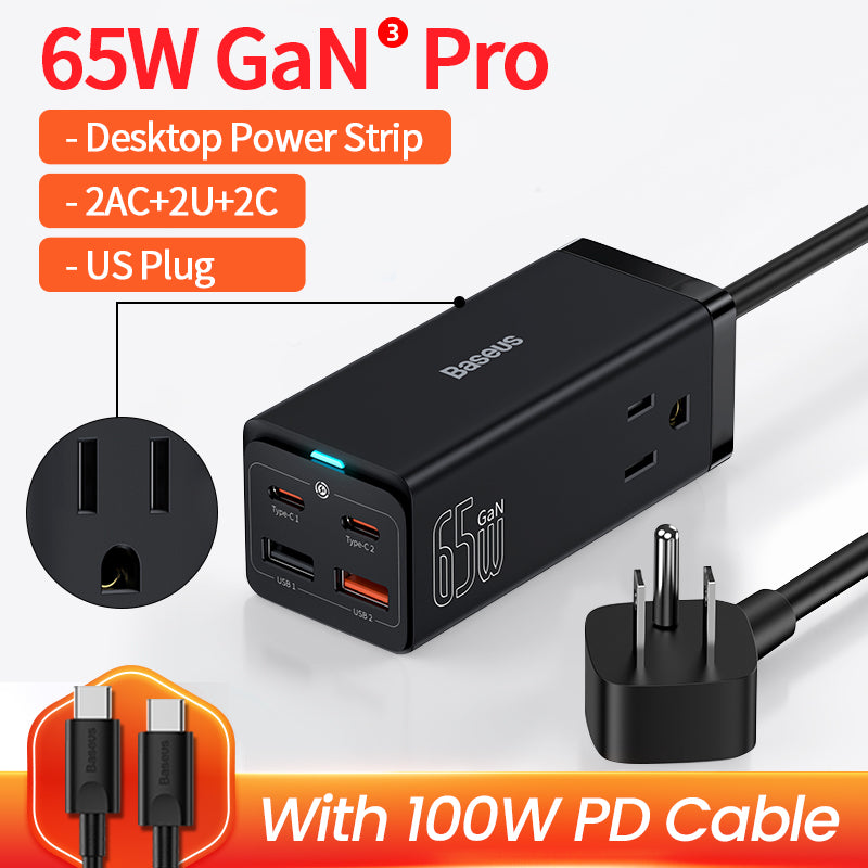 Premium 100W GaN3 Pro USB Charger Desktop Station - Type C PD QC Quick Charge 4.0 3.0 Fast Charging Smartphones, Apple iPhone, Samsung, iOS & Android