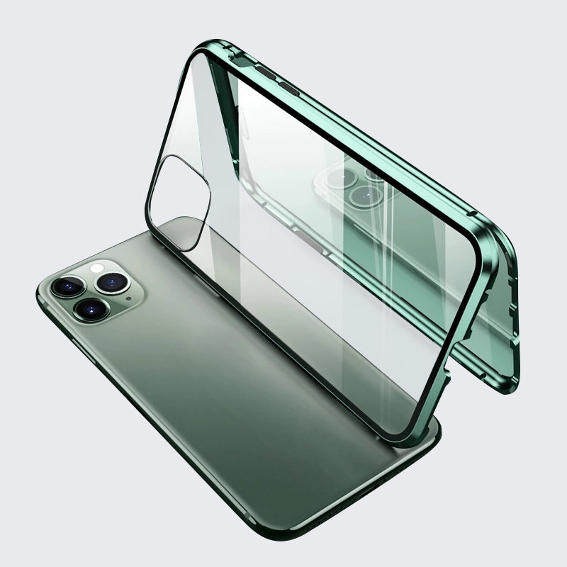 Hochwertiges Metallrahmen, doppelseitige Glas-Magnet-Handyhülle |  MagSafe, Abdeckung, Apple iPhone 15/14/13/12/11 Pro Max