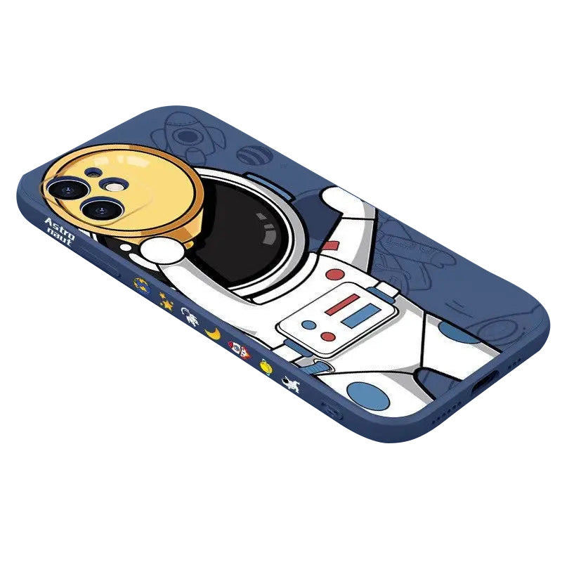 Hochwertige Astronauten-Lanyard iPhone-Hülle | MagSafe Case mit Kameraschutzabdeckung | Panzertasche mit weicher Silikon-Stoßstange als Cover für Apple iPhone 16/15/14/13/12 Pro Max Plus Mini Handyhülle