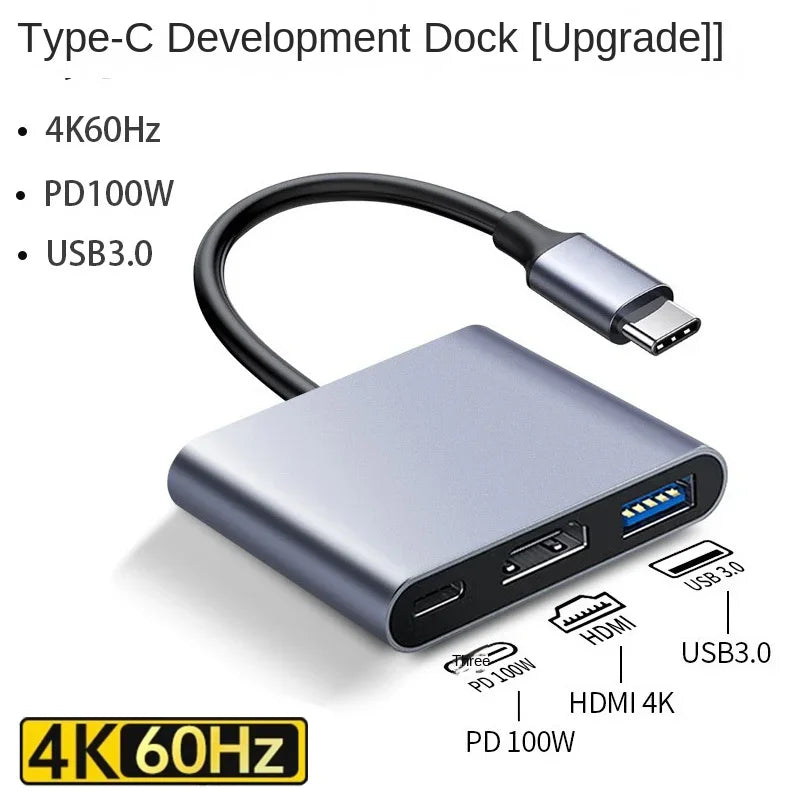 3-in-1 USB-C Hub: Type-C to HDMI Splitter, High-Quality USB 3.0 Docking Station for MacBook Air/Pro/M3/M2/M1: 16,14,13-inch | 2024/2023/2022/2020 Series - USB-C to HDMI Hub