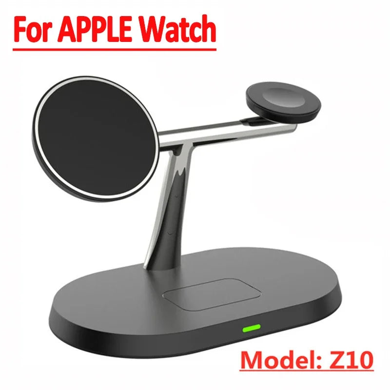 3-in-1 Premium Ladestation: Kabelloses Ladegerät für Watch Serie 9/8/7 & AirPods | Wireless Fast Charging Station Dockingstation für Smartphones, Apple iPhone, Samsung, iOS & Android