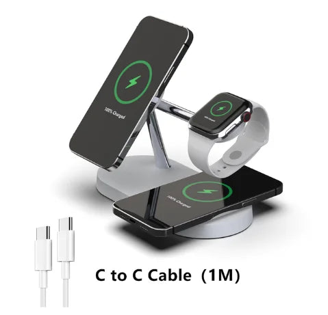 5-in-1 Magnetischer Kabelloser Ladeständer für Smartphones, Apple iPhone, Samsung, iOS & Android Apple Watch 9/8/7, AirPods | Schnelle Wireless-Charging-Dockingstation