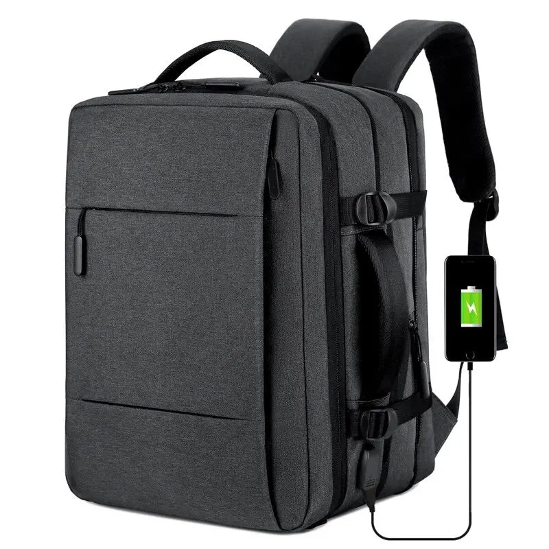 Hochwertiges Klassischer Herren Business-Rucksack: Erweiterbare USB Tasche, Große Kapazität, Wasserdicht & Stylisch - Phone Heaven Zone