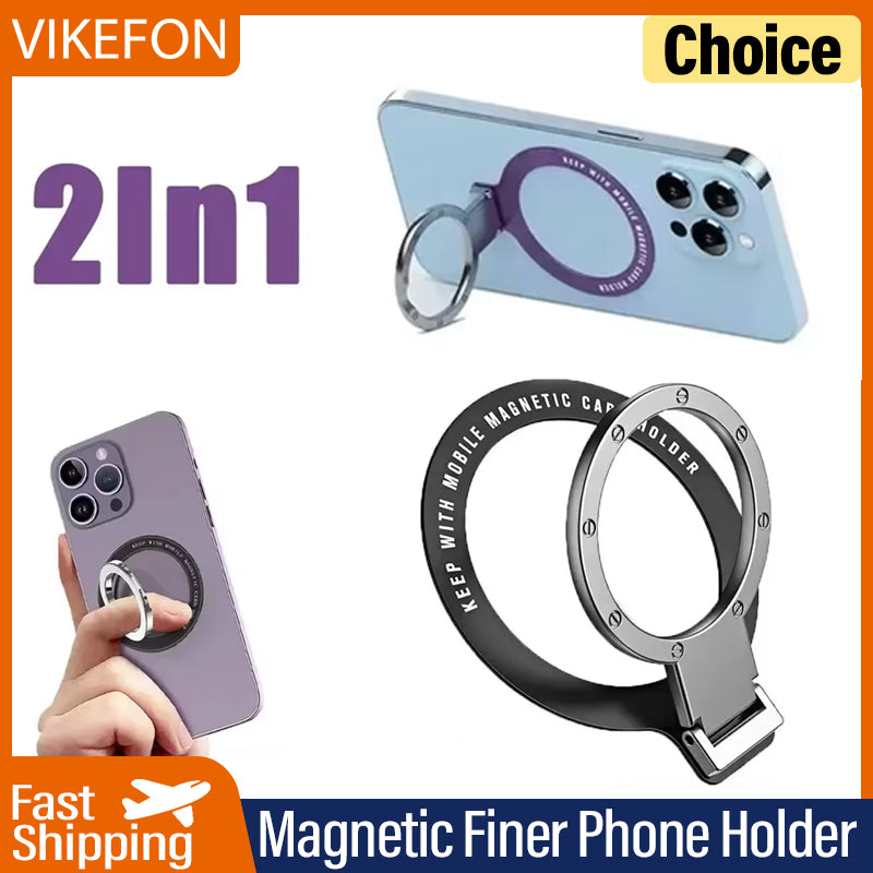 High-Quality Magnetic Phone Ring Holder for Smartphones, Apple iPhone, Samsung, iOS & Android: MagSafe Compatible, Detachable Phone Grip & Stand