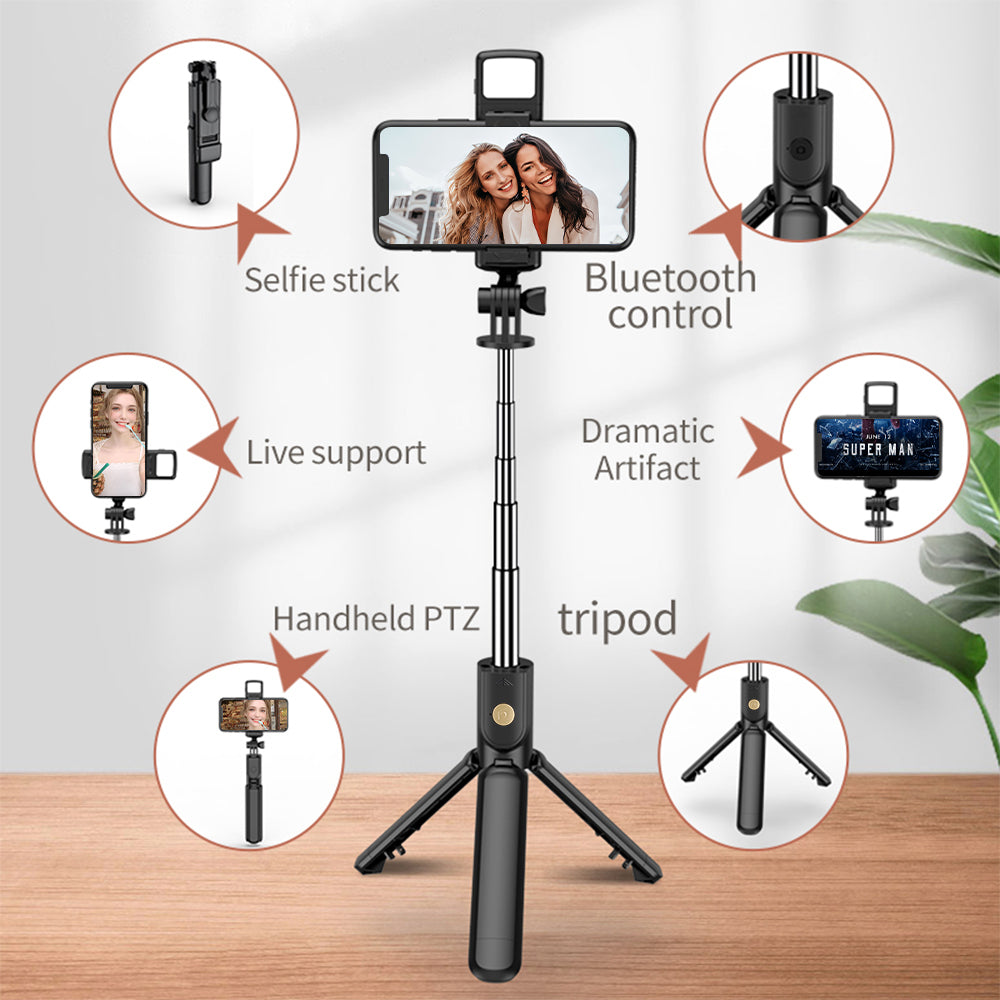 Premium Kabelloser Selfie-Stick & Stativ-Stand: Für Apple iPhone 16/15/14/13/12/11 Pro Max/Plus/Mini, Android, Samsung, GoPro | Kameras, Smartphones, Apple iPhone, Samsung, iOS & Android - Stabiles Live-Shooting | Limitierte Auflage