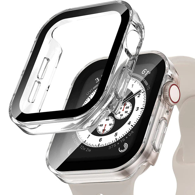 Premium Glasgehäuse für Apple Watch Serie 9/8/7/Ultra: 45mm, 41mm, 49mm, 44mm, 40mm | Hochwertige Displayschutz-Hülle & Cover für iWatch 10/9/8/7/6/5/4/3/2/1 & Ultra 2/1, SE: 2024, 2023, 2022, 2021, 2020, 2019, 2018, 2017, 2016,