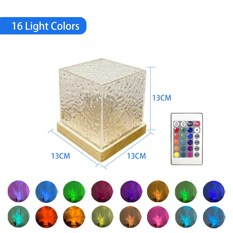 Premium Wasserwellenprojektor Nachtlicht 16 Farben Flammenkristalllampe 