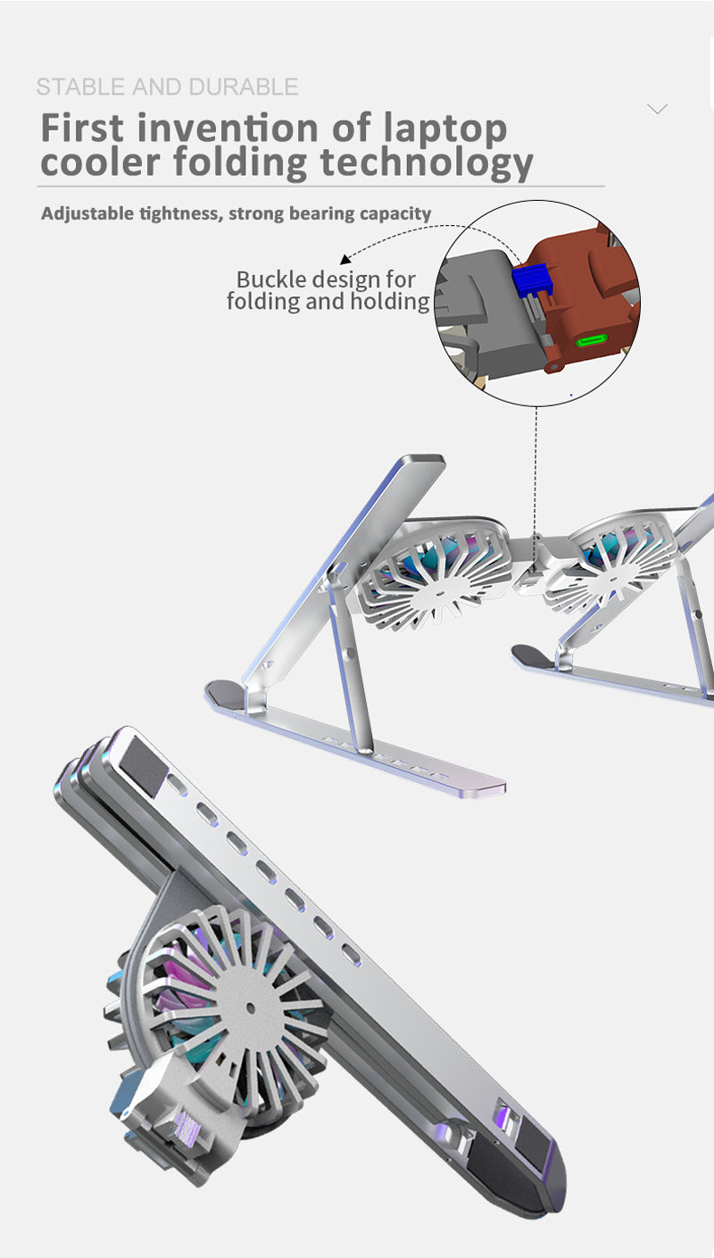 Premium Klappbarer Laptop- und Tablet-Ständer mit Kühlventilator: Ideal für Gaming-Notebooks, MacBook Air/Pro/M3/M2/M1: 16,14,13-inch | 2024/2023/2022/2020 Series | Tragbares Zubehör für verbesserte Kühlung