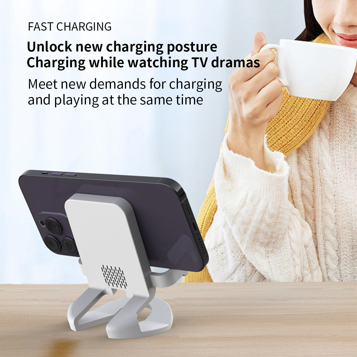 30W Faltbares Kabelloses Schnellladegerät-Standpad Premium Ladestation | für Smartphones, Apple iPhone, Samsung, iOS & Android AirPods & EarBuds | Wireless Fast Charging Dock