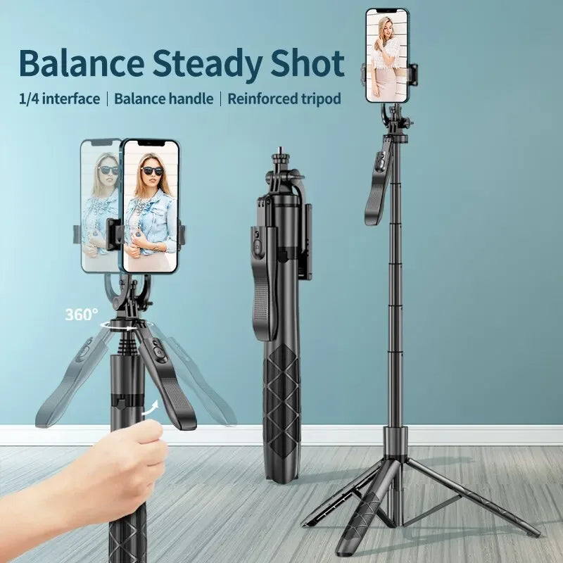 Premium Kabelloser Selfie-Stick & Stativ-Stand: Für Apple iPhone 16/15/14/13/12/11 Pro Max/Plus/Mini,GoPro | Kameras, Smartphones, Apple iPhone, Samsung, iOS & Android - Stabiles Live-Shooting | Limitierte Auflage