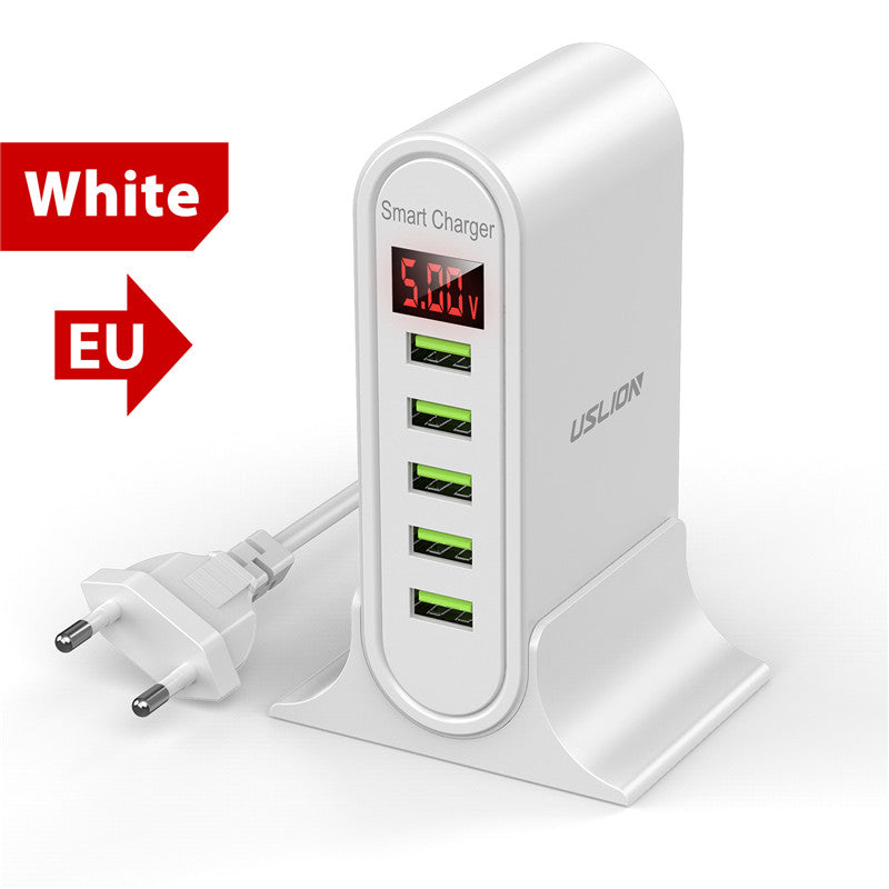 140W GaN Schnellladegerät: Premium Desktop-Ladestation | 5 USB-Anschlüsse Charging Station Dockingstation ASOMETECH | Laptop, MacBook, Smartphones, Apple iPhone, Samsung, iOS & Android