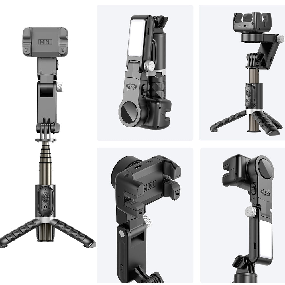 360° Dreh-Gimbal Stabilisator, Selfie Stick & Stativ: Hochwertiges Zubehör für Apple iPhone 16/15/14/13/12/11 Pro Max/Plus/Mini, Android, Samsung Smartphones, Apple iPhone, Samsung, iOS & Android | Live-Fotografie