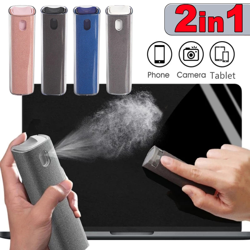 2-in-1 Premium Mikrofaser Bildschirmreiniger Sprayflasche & Mikrofasertuch für Smartphone, Laptop, Tablet, PC, Apple iPhone, iPad, MacBook, iOS, Android, Samsung Laptop, Computer - Reinigungstücher für Apple Geräte, Brillen, Bildschirme