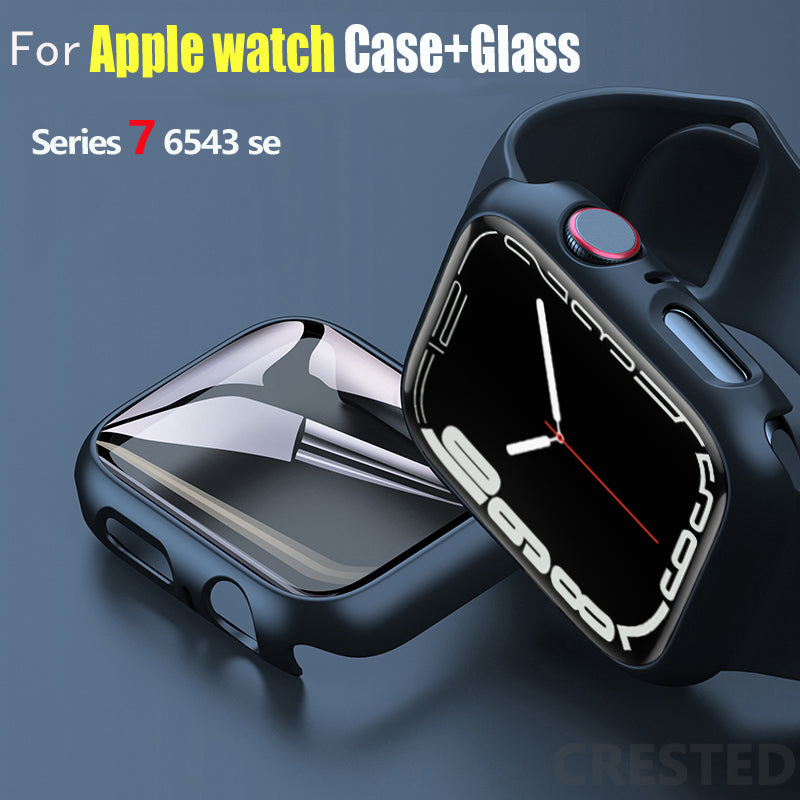 Gehärtete Glasschutz & PC-Stoßfänger für Apple Watch Serie 10/9/8/7/6/5/4/3/2/1 & Ultra 2/1, SE: 2024, 2023, 2022, 2021, 2020, 2019, 2018, 2017, 2016 - Schutzfolie und Gehäuse für 38mm, 40mm, 41mm, 42mm, 44mm, 45mm, 49mm