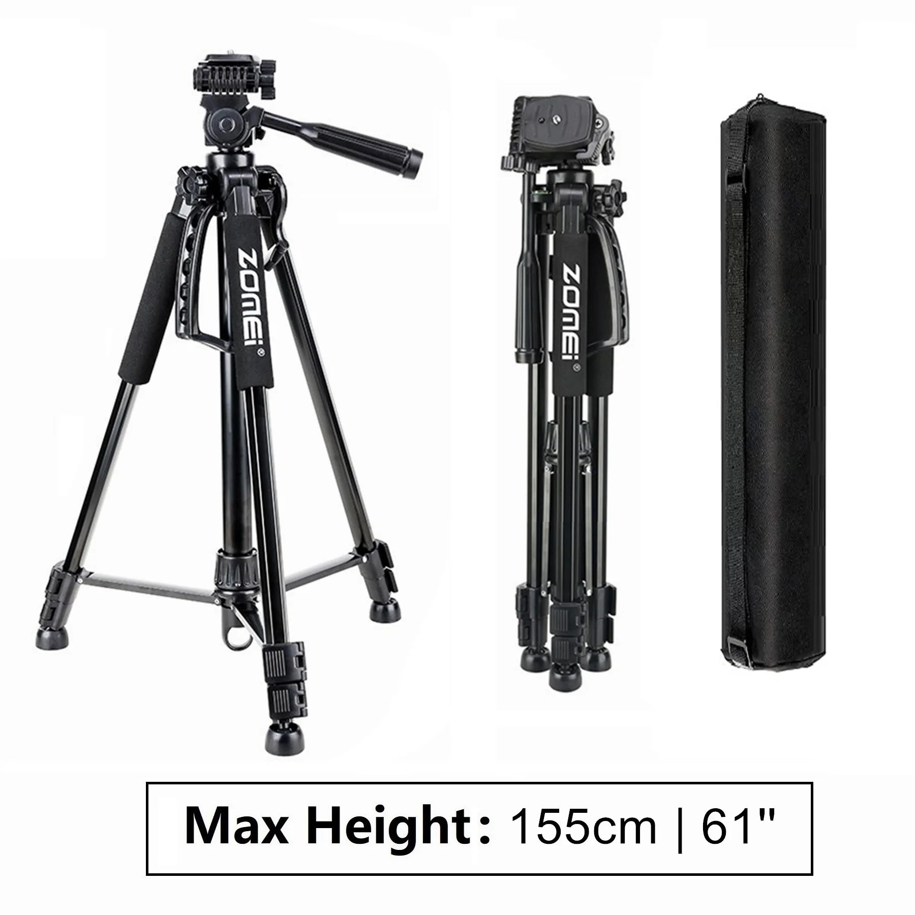 Professionelles Aluminium-Reisestativ, 140 cm für Videografie & Fotografie:, geeignet für Smartphones, Apple iPhone, Samsung, iOS &amp; Android, Apple iPhone 15/14/13/12/11 Pro Max Plus Mini, Samsung, Android, GoPro, Canon/Nikon DSLR/SLR