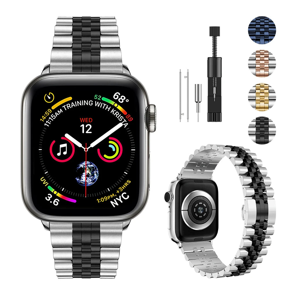 Metallband für Apple Watch 49mm, 45mm, 44mm, 42mm, 41mm, 40mm | Premium Edelstahl Armband für iWatch 10/9/8/7/6/5/4/3/2/1 & Ultra 2/1, SE: 2024, 2023, 2022, 2021, 2020, 2019, 2018, 2017, 2016 | Top-Qualität Gürtel