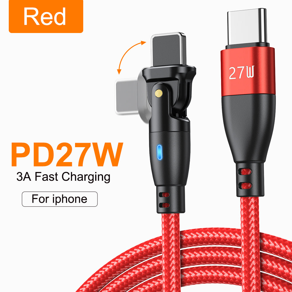 High Durability & Premium 3A Fast Charging Cable Type C for Samsung, 180 Rotation Apple iPhone Cable, Micro USB Charger Data Cable for Smartphones, Apple iPhone, Samsung, iOS & Android