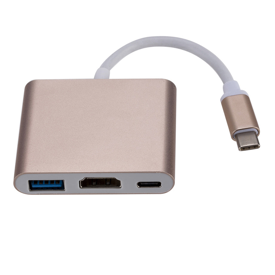 3-in-1 USB-C Hub: Typ-C zu HDMI Splitter, Hochwertige USB 3.0 Dockingstation für MacBook Air/Pro/M3/M2/M1: 16,14,13-inch | 2024/2023/2022/2020 Series - USB-C zu HDMI Hub