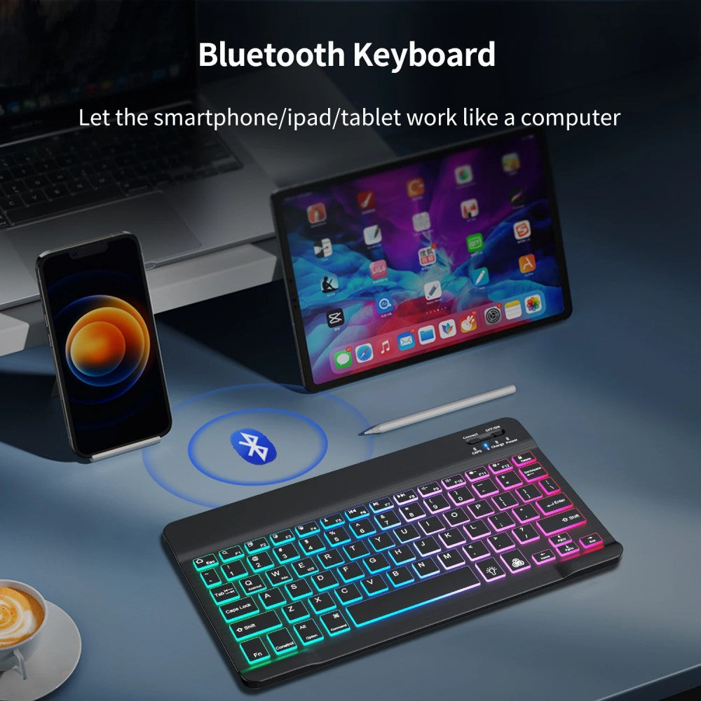 Premium Backlit Tastatur und Maus in 10-Zoll für iPad/Pro/Air/Mini: 10/9/8/7/6/5/4/3 Series: Bluetooth-Tastatur mit Hintergrundbeleuchtung | Kompatibel mit iOS, Android, Windows