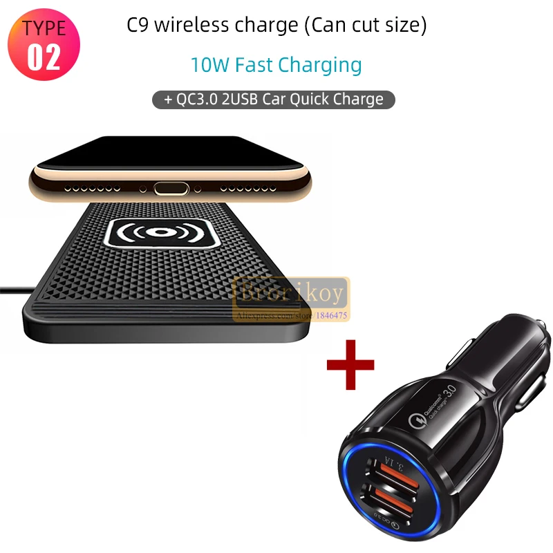 Premium 30W Wireless Car Charger - Silicone Anti-Slip Pad Cradle Dock for Smartphones, Apple iPhone, Samsung, iOS & Android | Fast Wireless Car Charging Station