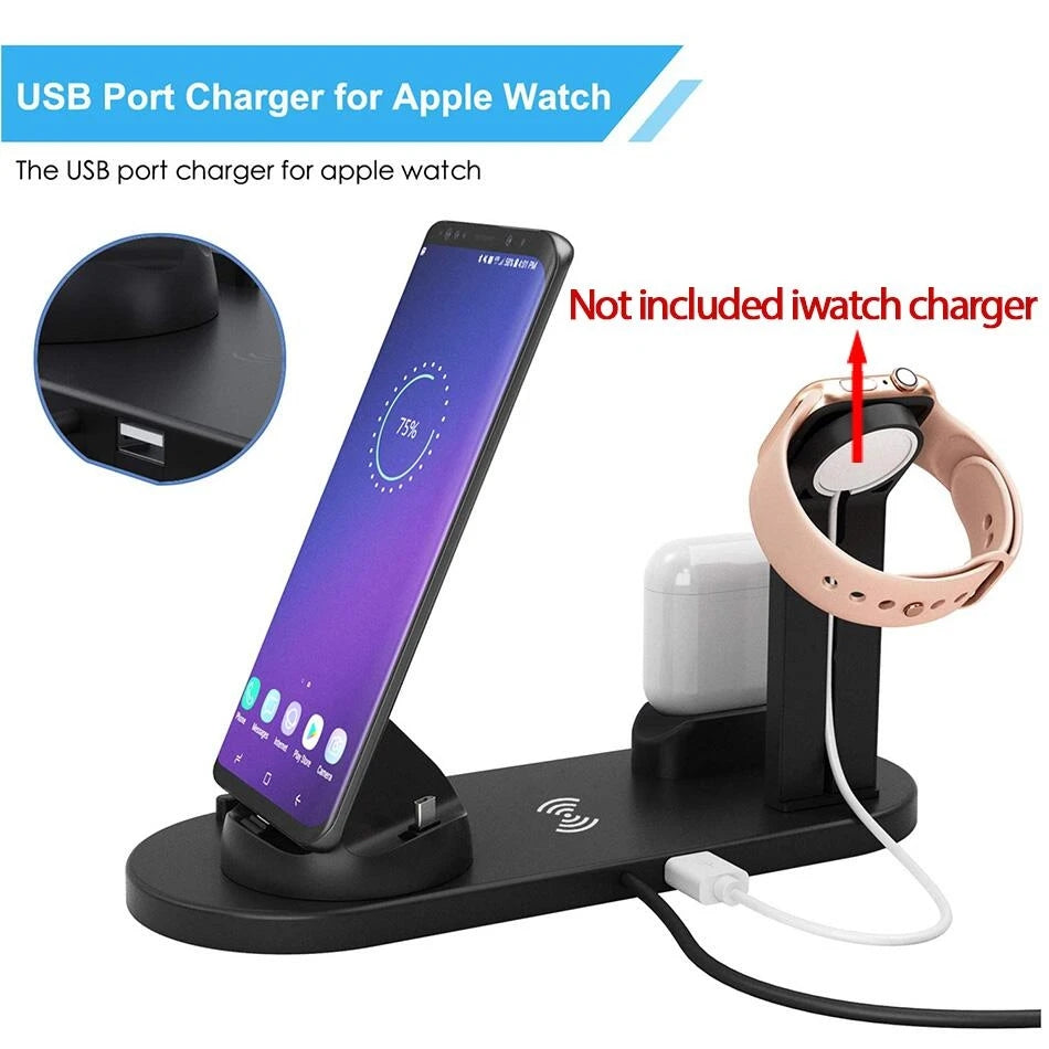 7 in 1 Kabellose Schnell Ladestation 30W, MagSafe Ladegerät Dockingstation & Ladeständer | Fast Wireless Charging Station Smartphones, Apple iPhone, Samsung, iOS & Android, AirPods, Watch