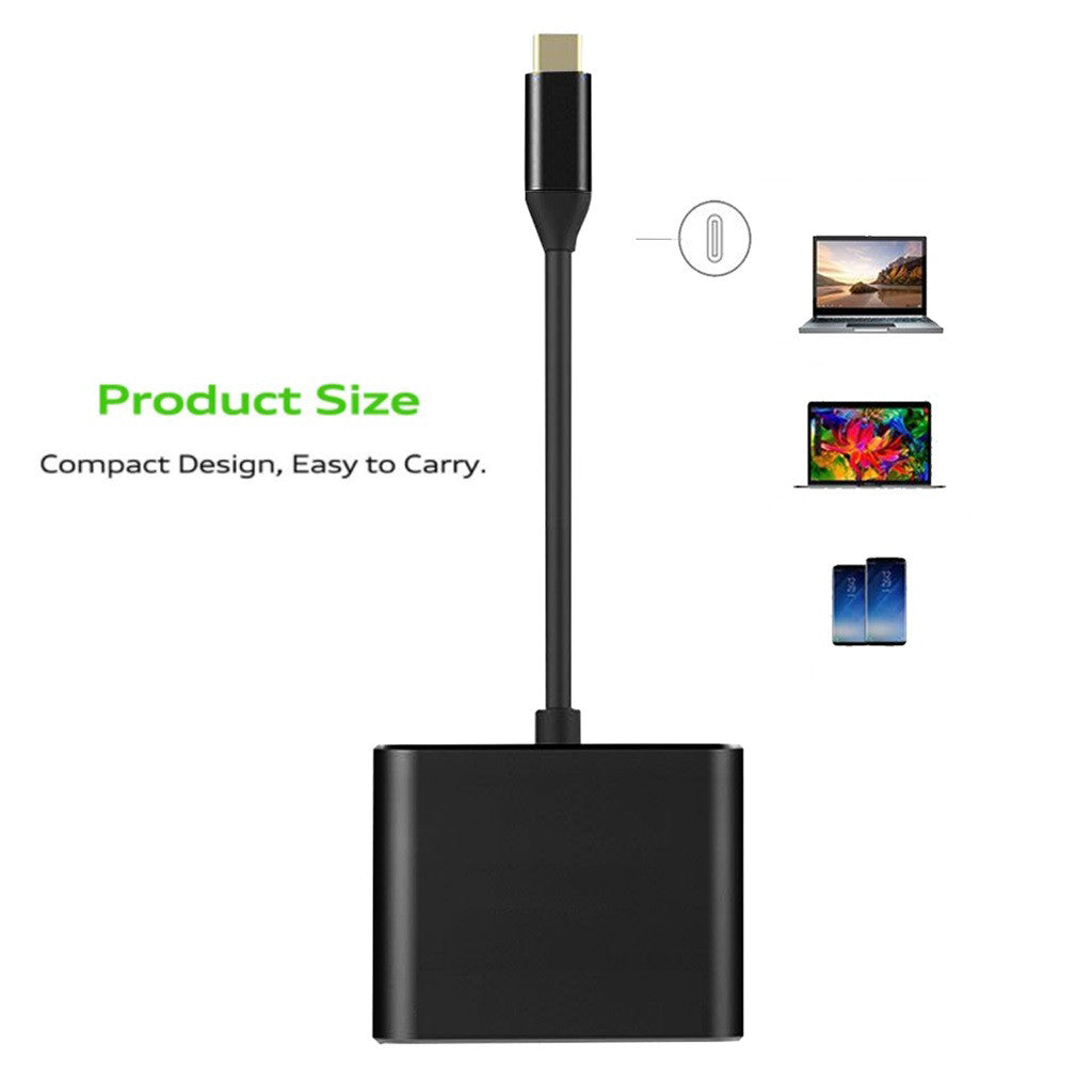 3-in-1 USB-C Hub: Type-C to HDMI Splitter, High-Quality USB 3.0 Docking Station for MacBook Air/Pro/M3/M2/M1: 16,14,13-inch | 2024/2023/2022/2020 Series - USB-C to HDMI Hub