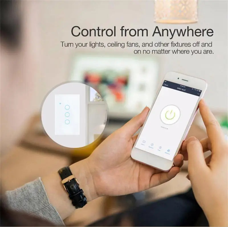 Premium WiFi Lichtschalter Touch Sensor Smart Switch App Fernbedienung - Kein Neutraler Draht 110V 220V für Smartphone, Laptop, Tablet, PC, Apple iPhone, iPad, MacBook, iOS, Android, Samsung Alexa Google Home | Limitierte Auflage