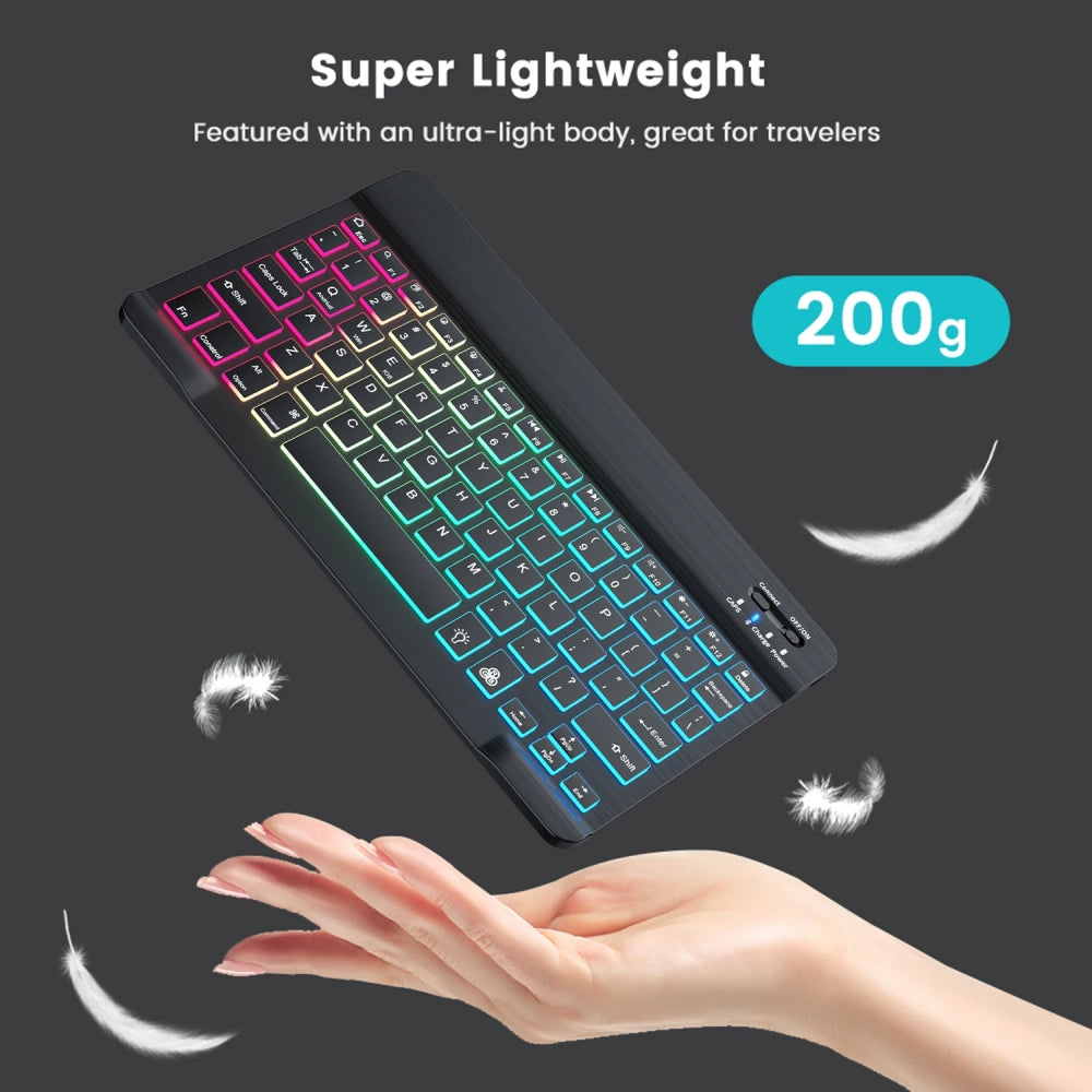 Premium Backlit Tastatur und Maus in 10-Zoll für iPad/Pro/Air/Mini: 10/9/8/7/6/5/4/3 Series: Bluetooth-Tastatur mit Hintergrundbeleuchtung | Kompatibel mit iOS, Android, Windows