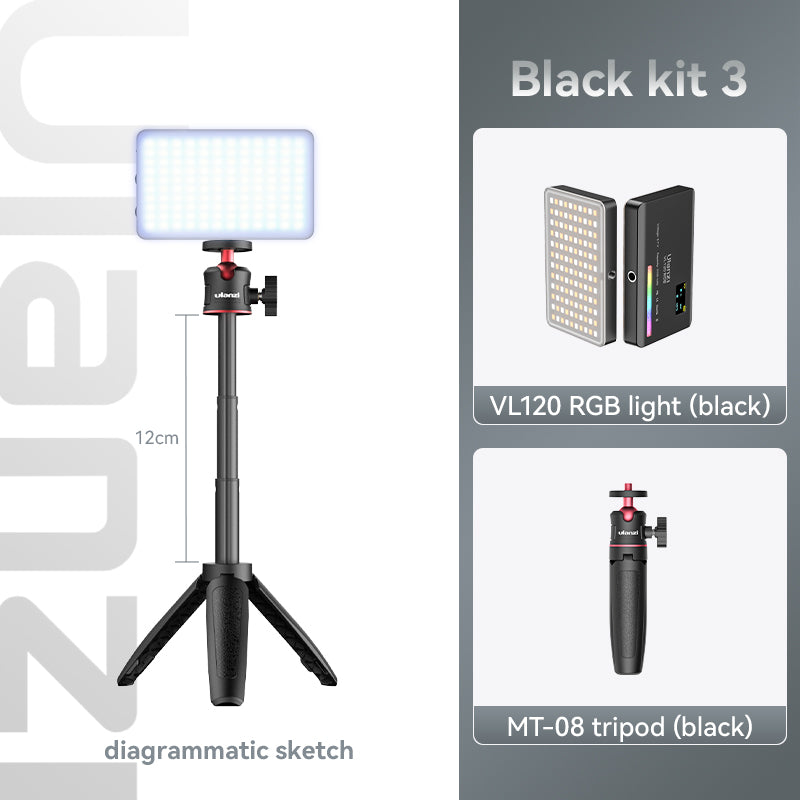 Luxury VL120 RGB LED Video Light for Camera, Smartphones, Apple iPhone, Samsung, iOS & Android Apple iPhone 15/14/13/12/11 Pro Max/Plus/Mini, Samsung, Android, Full Color, Dimmable, 2500-9000K, Rechargeable, 3100mAh, Limited Edition Studio Lamp