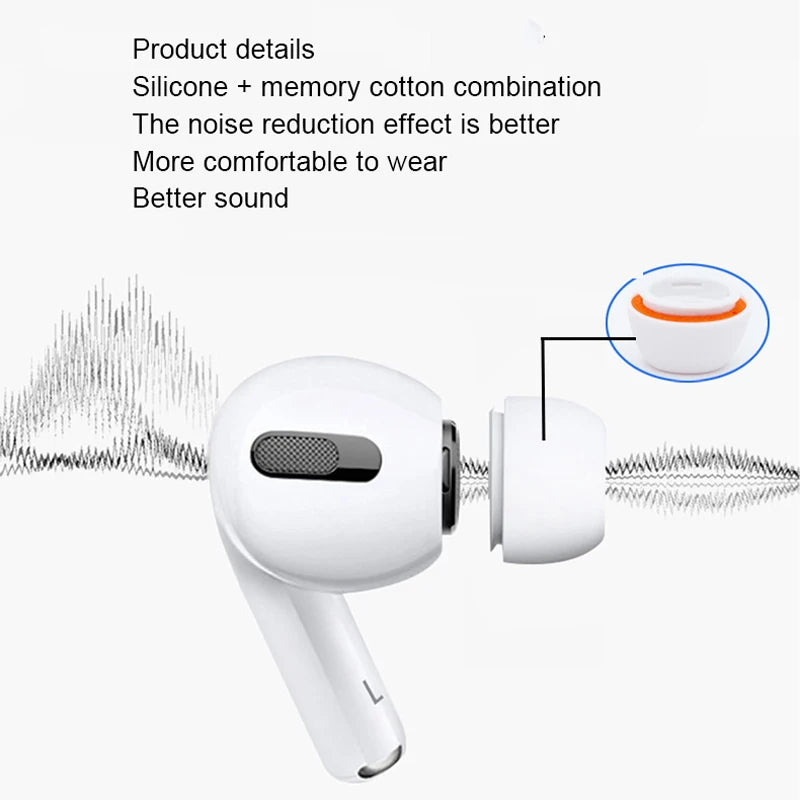 Premium Memory Foam-Ohrstöpsel & Silikon-Ohrpolster für Apple AirPods Pro, 4/3/2/1 and Pro Series 2024/2022/2021/2019/2016 Ersatz in XS, S, M, L Größen - Komfortable Premium-Ohrstöpsel