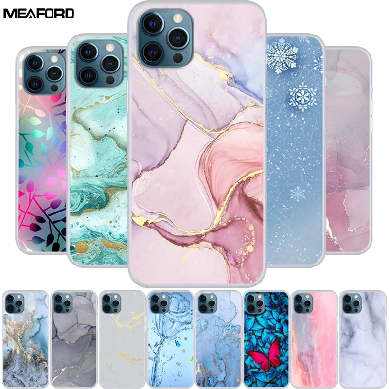 Premium Marble Art Fashion Pattern Phone Case | MagSafe for Apple iPhone 16/15/14/13/12 Pro Max, Plus, Mini | Camera Lens Cover, Case & Armor Protective Cover