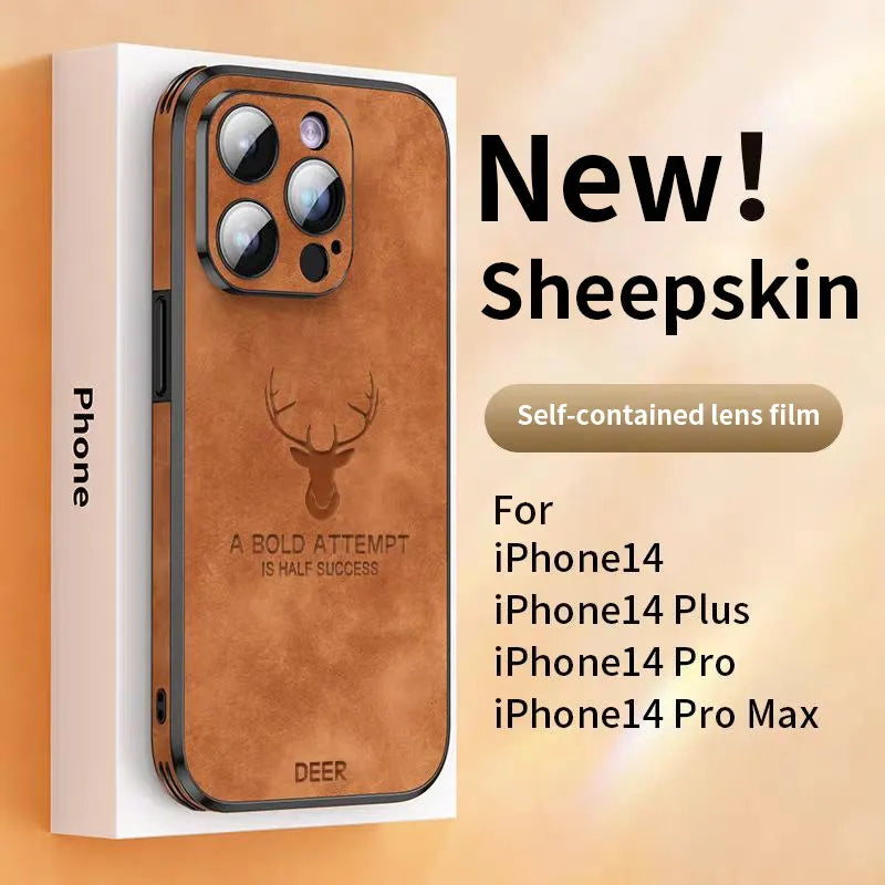 High-Quality Deer Leather Apple iPhone Case | MagSafe, Wireless Magnetic Charging, Vintage, Camera Lens Protection, Shockproof Case for iPhone 16/15/14/13/12 Pro Max Plus Mini Cover