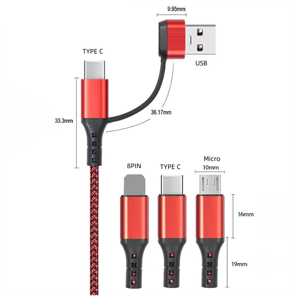 4-in-2 Premium USB-Lade-Datenkabel für Smartphones, Apple iPhone, Samsung, iOS & Android | iWatch Typ-C Schnell-Ladekabel von hoher Qualität