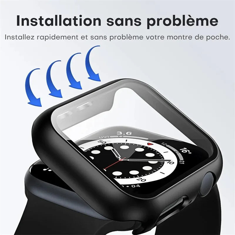 High-Quality Glass Cover Case for Apple Watch Series 10/9/8/7/6/5/4/3/2/1 & Ultra 2/1, SE: 2024, 2023, 2022, 2021, 2020, 2019, 2018, 2017, 2016 44mm, 40mm, 41mm, 45mm, 42mm, 38mm | Cover Display Protection Film Accessory