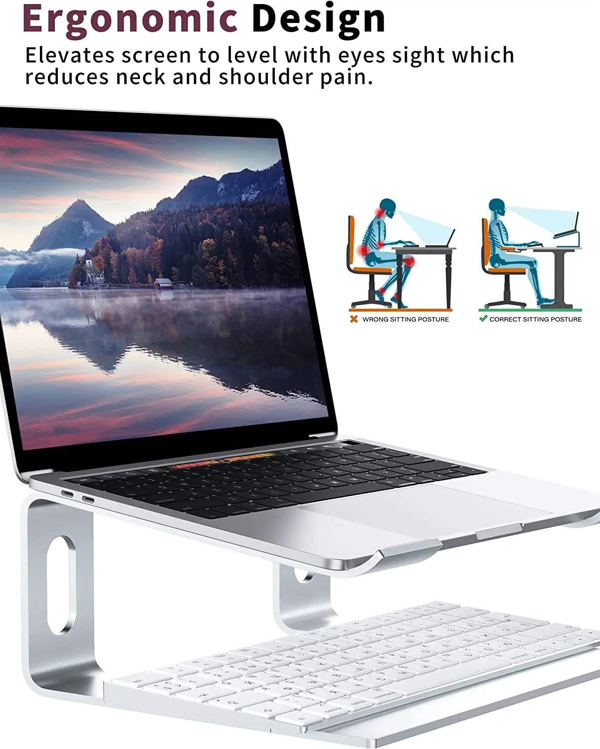 Premium Faltbarer Aluminium Laptopständer: Tragbare Notebook-Unterstützung & Computerhalterung - Ideal für MacBook Air/Pro/M3/M2/M1: 16,14,13-inch | 2024/2023/2022/2020 Series  | Leichtes, Zubehör für Ergonomische Arbeitsstation