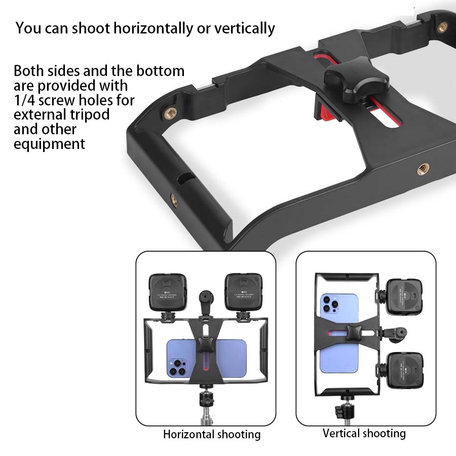 Kamera-Käfig Stabilisator für Smartphones, Apple iPhone, Samsung, iOS & Android  Filmproduktion Rig & Handgriff Halterung | Premium Video Camera Cage für Apple iPhone und Android