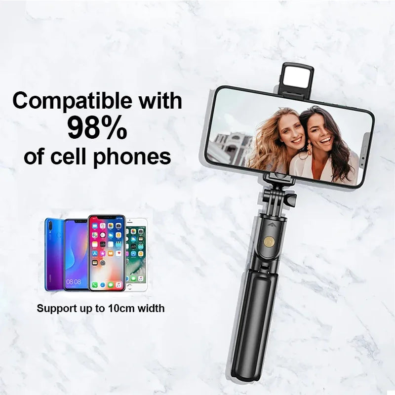 Premium Kabelloser Selfie-Stick & Stativ-Stand: Für Apple iPhone 16/15/14/13/12/11 Pro Max/Plus/Mini, Android, Samsung, GoPro | Kameras, Smartphones, Apple iPhone, Samsung, iOS & Android - Stabiles Live-Shooting | Limitierte Auflage