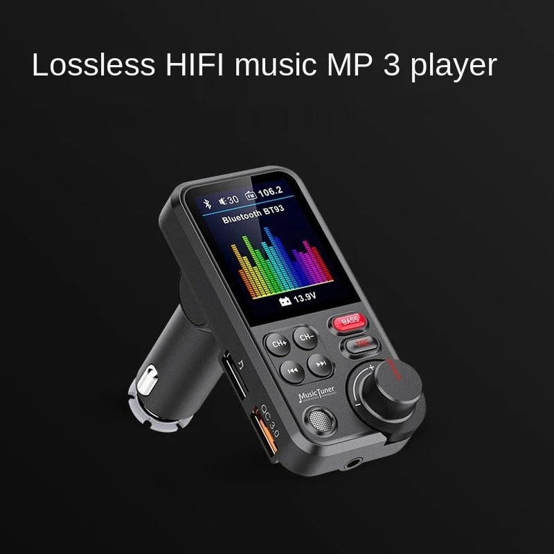 Premium Auto-USB Handy Ladegerät & Bluetooth-FM-Transmitter | Unterstützt QC 3.0-Ladung, Klangregelung, Musikspieler für Treble und Bass Smartphones, Apple iPhone, Samsung, iOS & Android