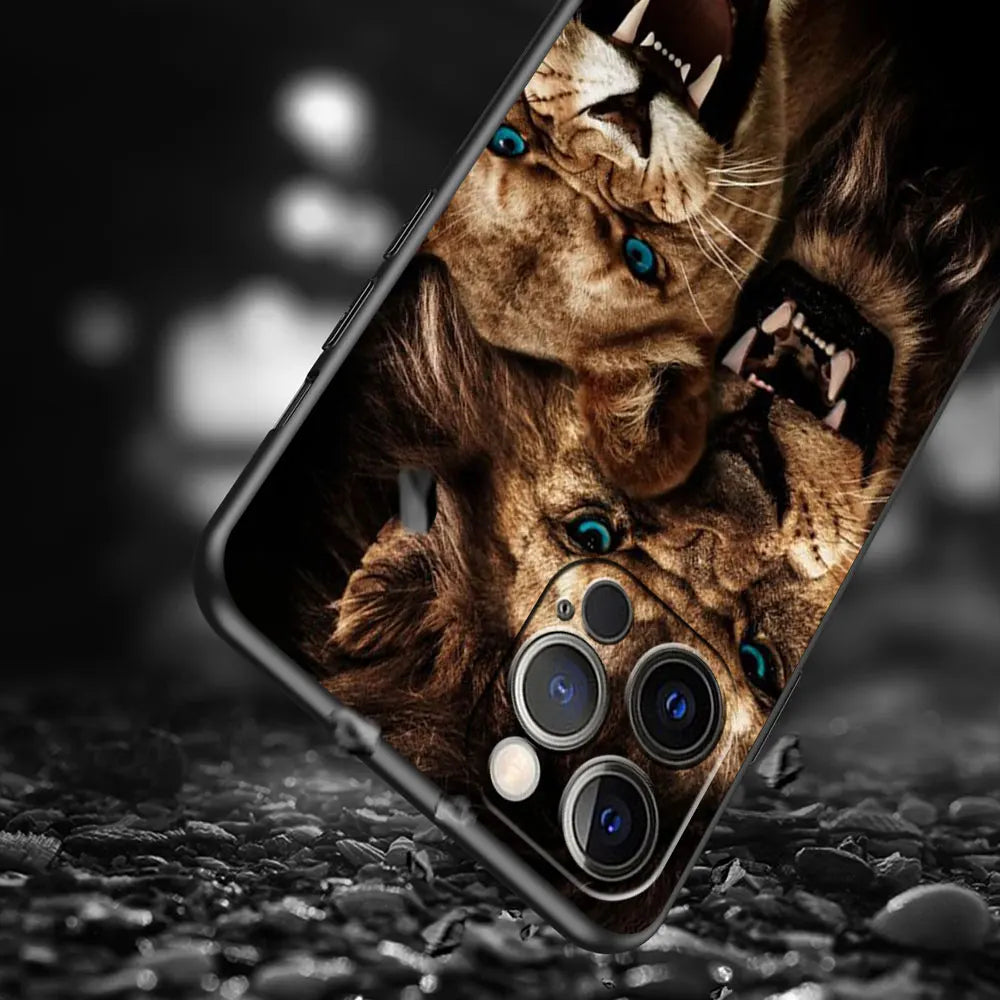 Hochwertige iPhone-Hülle mit Tierdesigns: Wolf, Hund, Katze, Vogel, Löwe, Tiger | MagSafe-kompatibles Case mit Kameralinsenschutz | Premium Hardcase für Apple iPhone 16/15/14/13/12 Pro Max Plus Mini Cover | Stoßsichere Handyhülle & Panzertasche