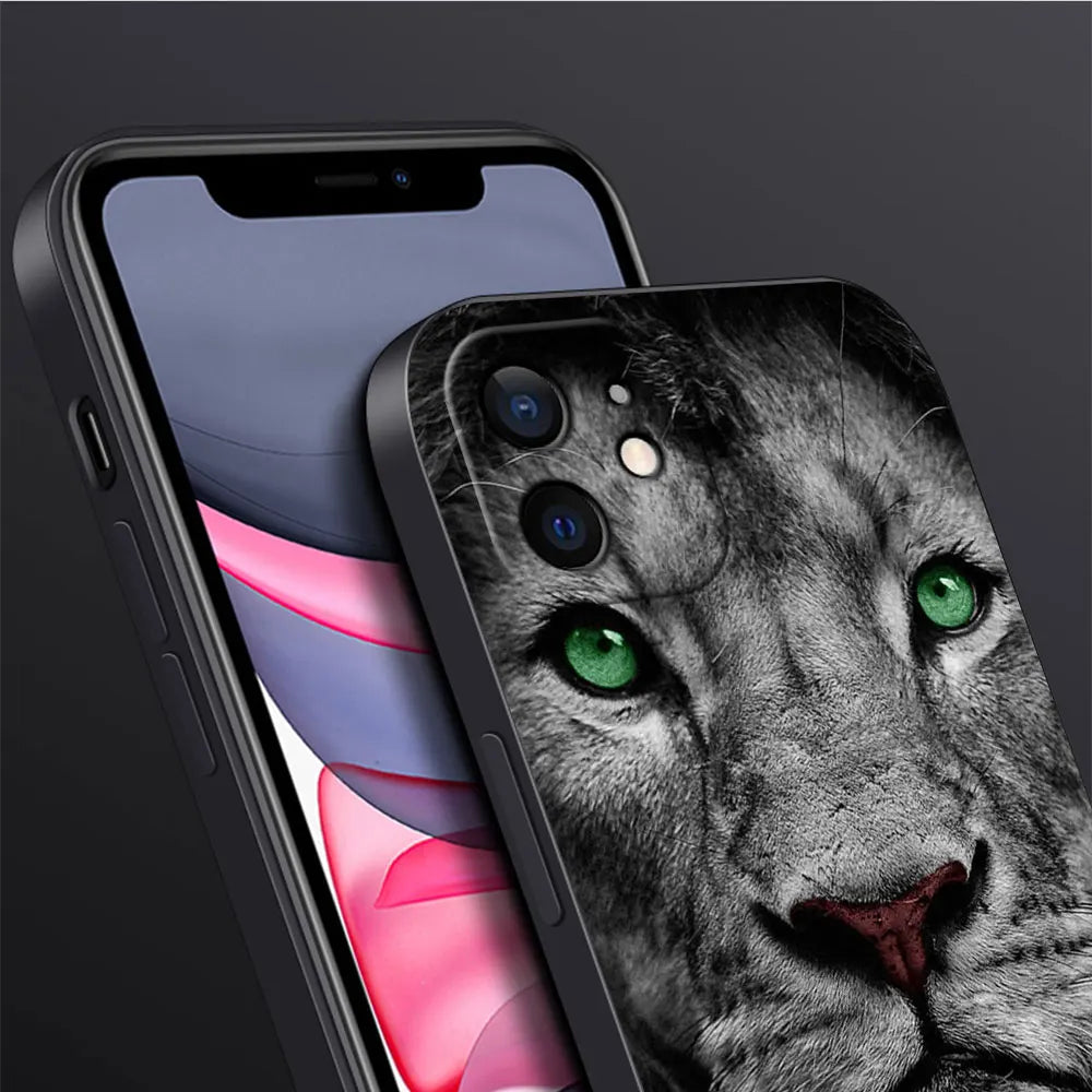 Hochwertige iPhone-Hülle mit Tierdesigns: Wolf, Hund, Katze, Vogel, Löwe, Tiger | MagSafe-kompatibles Case mit Kameralinsenschutz | Premium Hardcase für Apple iPhone 16/15/14/13/12 Pro Max Plus Mini Cover | Stoßsichere Handyhülle & Panzertasche