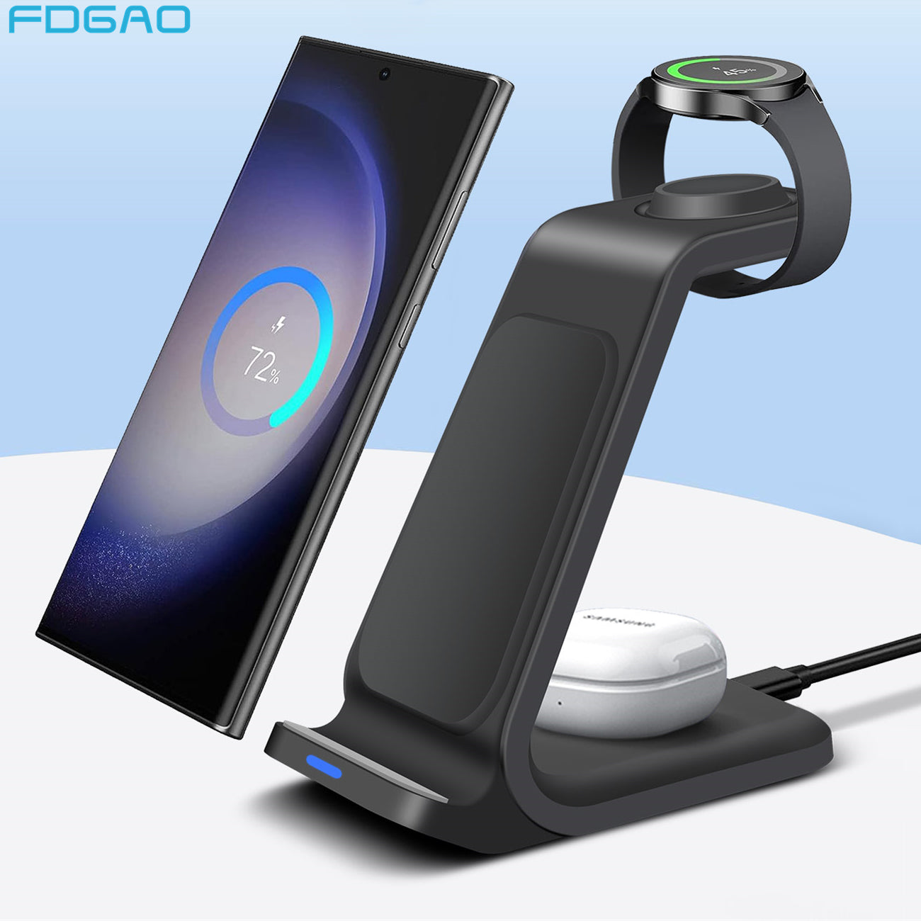 3-in-1 Kabelloser Ladestation Smartphones, Apple iPhone, Samsung, iOS & Android AirPods Ladegerät | Magnetisches Schnellladestation Docking Station 20W Wireless Charging Station