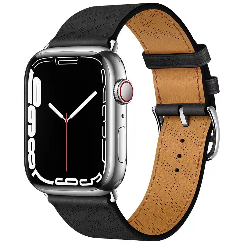 Premium Echtes Leder Armband für Apple Watch: 49mm, 45mm, 44mm, 42mm, Damen/Herren, iWatch Ultra/9/8/7/6/5/4/SE inkl. Gürtel