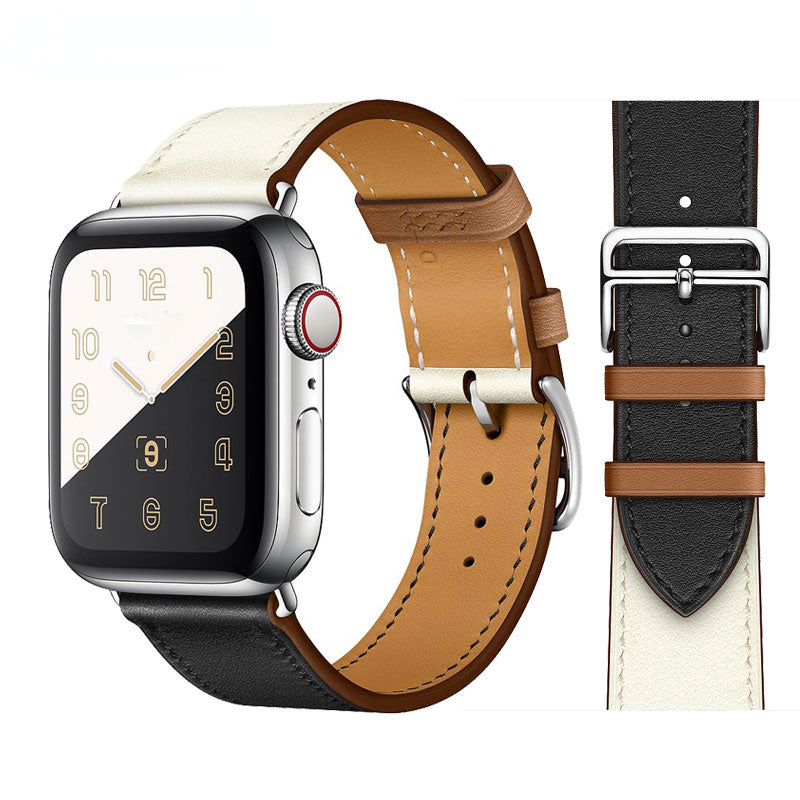 Premium Echtes Leder Armband für Apple Watch: 49mm, 45mm, 44mm, 42mm, 41mm, 40mm, Damen/Herren, iWatch Ultra/9/8/7/6/5/4/SE 