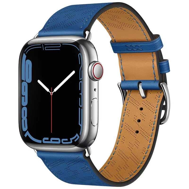 Premium Echtes Leder Armband für Apple Watch: 49mm, 45mm, 44mm, 42mm, 41mm, 40mm, Damen/Herren, iWatch Ultra/9/8/7/6/5/4/SE 