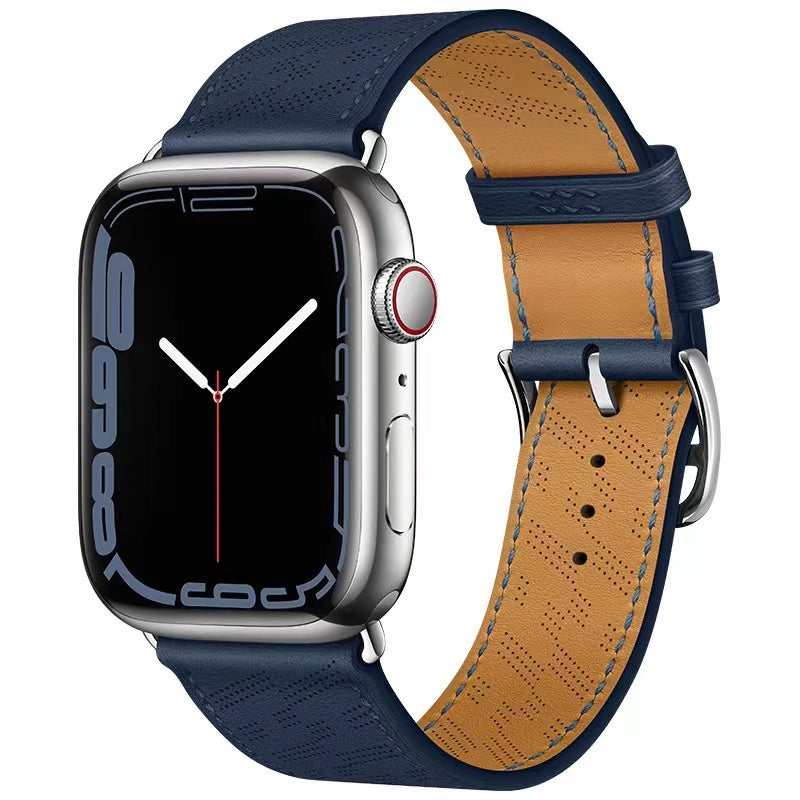 Premium Echtes Leder Armband für Apple Watch: 49mm, 45mm, 44mm, 42mm, 41mm, 40mm, Damen/Herren, iWatch Ultra/9/8/7/6/5/4/SE 