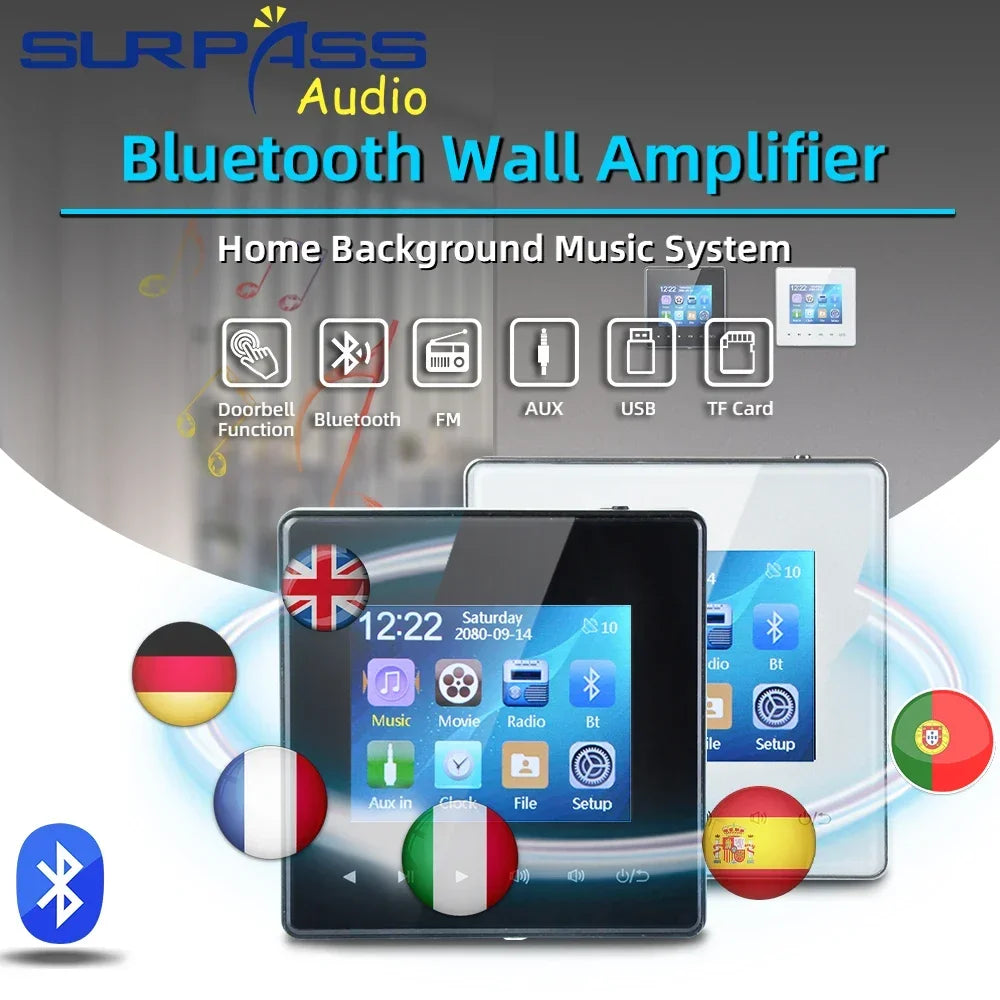 Hochwertiger Mini Bluetooth-kompatibler 2,8-Zoll-HD-Bildschirmverstärker, Musikzentrum, Soundsystem für Smartphone, Laptop, Tablet, PC, Apple iPhone, iPad, MacBook, iOS, Android, Samsung TV-Tablet, Smart Digital Stereo FM Aux | Limitierte Auflage