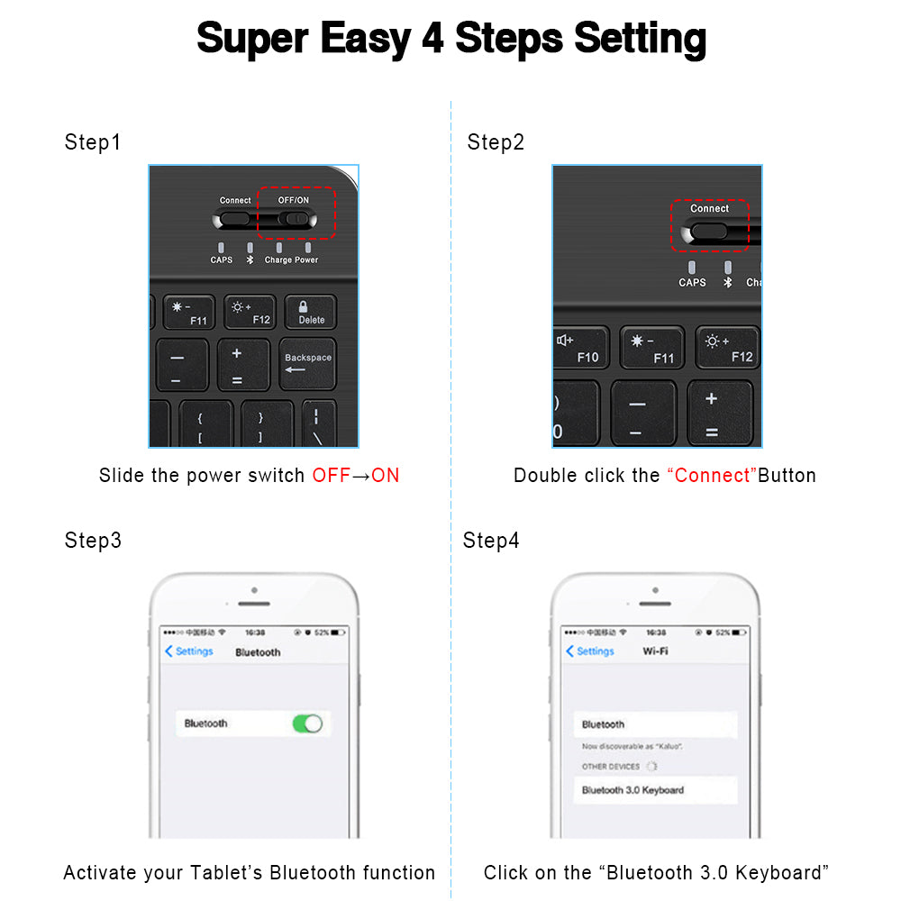 Premium Backlit Tastatur und Maus in 10-Zoll für iPad/Pro/Air/Mini: 10/9/8/7/6/5/4/3 Series: Bluetooth-Tastatur mit Hintergrundbeleuchtung | Kompatibel mit iOS, Android, Windows