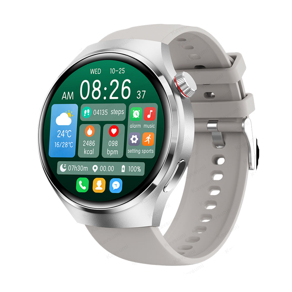 Premium Smartwatch für Männer | Uhr 4 Pro mit AMOLED HD Bildschirm Bluetooth Anruf, GPS Herzfrequenzmessung